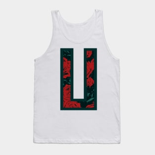 Modern Rose Floral Initial Name Alphabet - Letter U Tank Top